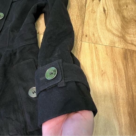 Burberry London Wool Cashmere Double Breasted Trench Coat Black Womens Size 2 - Picture 3 of 16